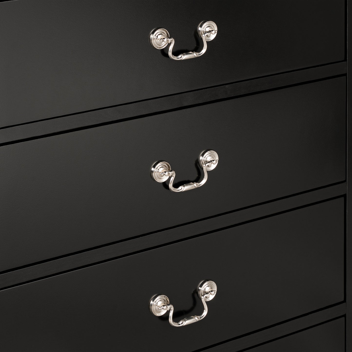 31.5"W Black Transitional Chest with Dovetail Drawers and Bracket Feet