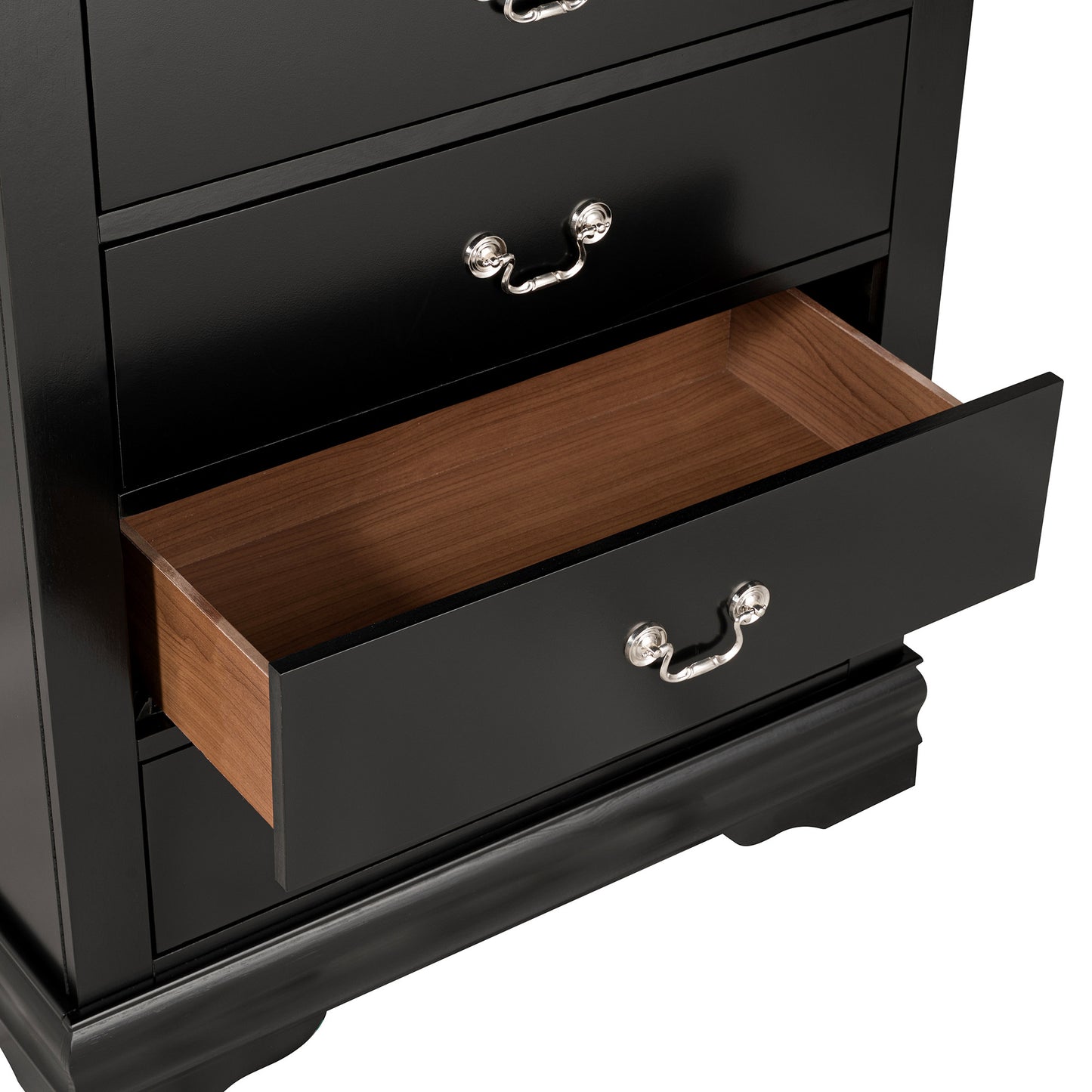31.5"W Black Transitional Chest with Dovetail Drawers and Bracket Feet