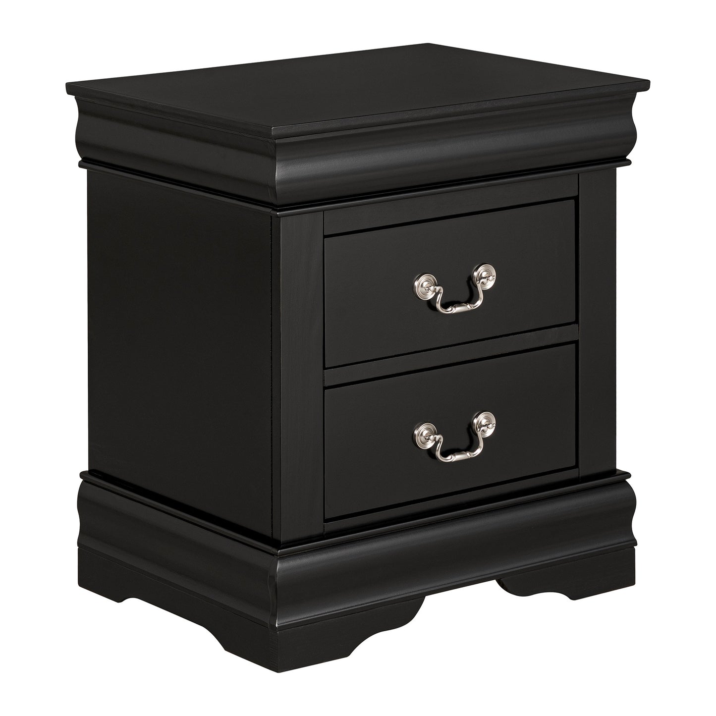 21.5"W X 15.5"D X 23.5"H Black Modern Nightstand with Hanging Drawer Pulls