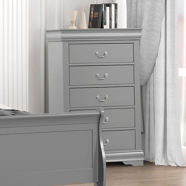 31.5"W Gray Modern Chest with English Dovetail Drawers – Solid Wood and Veneer
