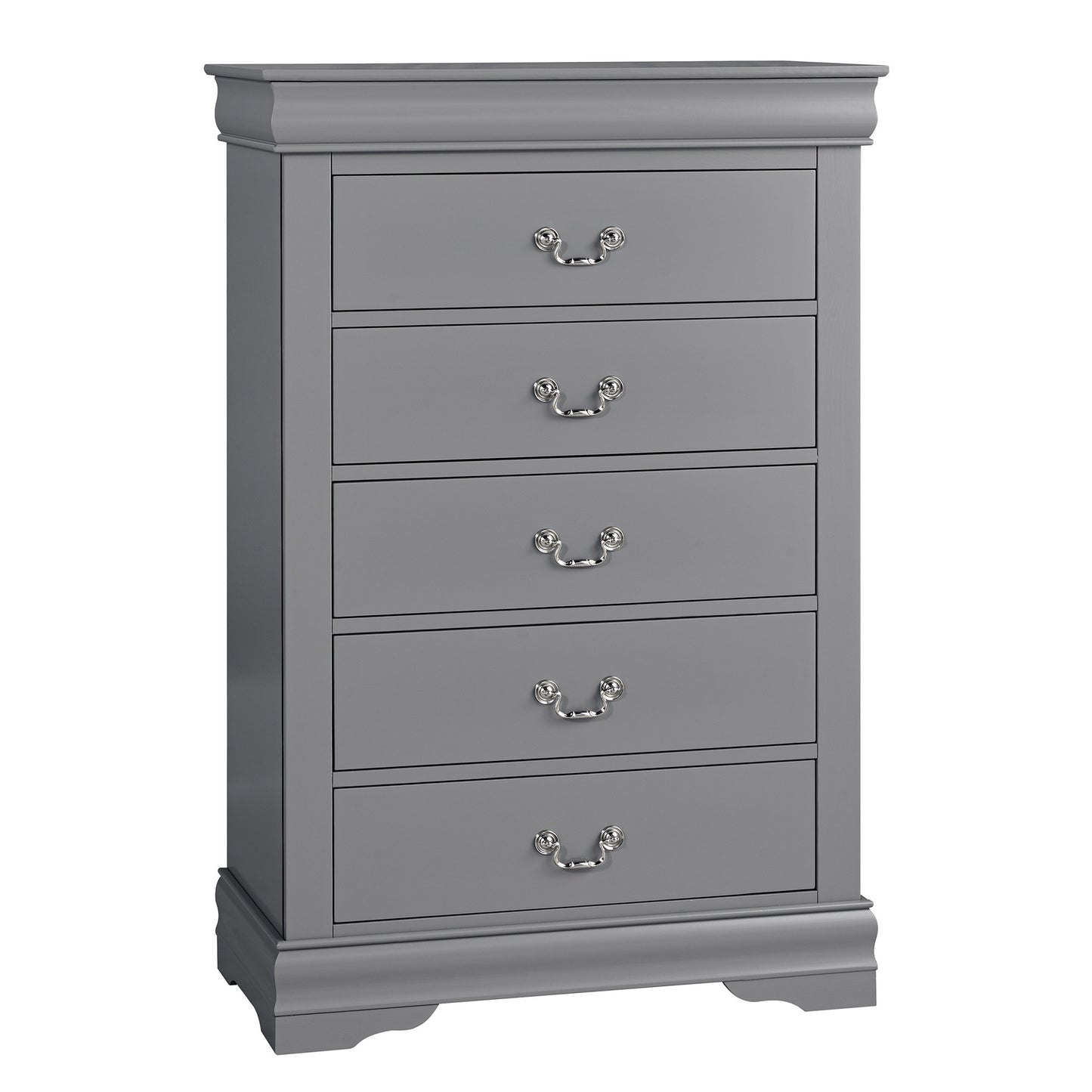 31.5"W Gray Modern Chest with English Dovetail Drawers – Solid Wood and Veneer