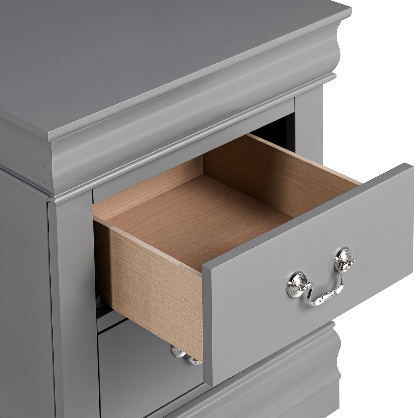 21.5"W Gray Traditional Nightstand with Dovetail Drawer and Bracket Feet