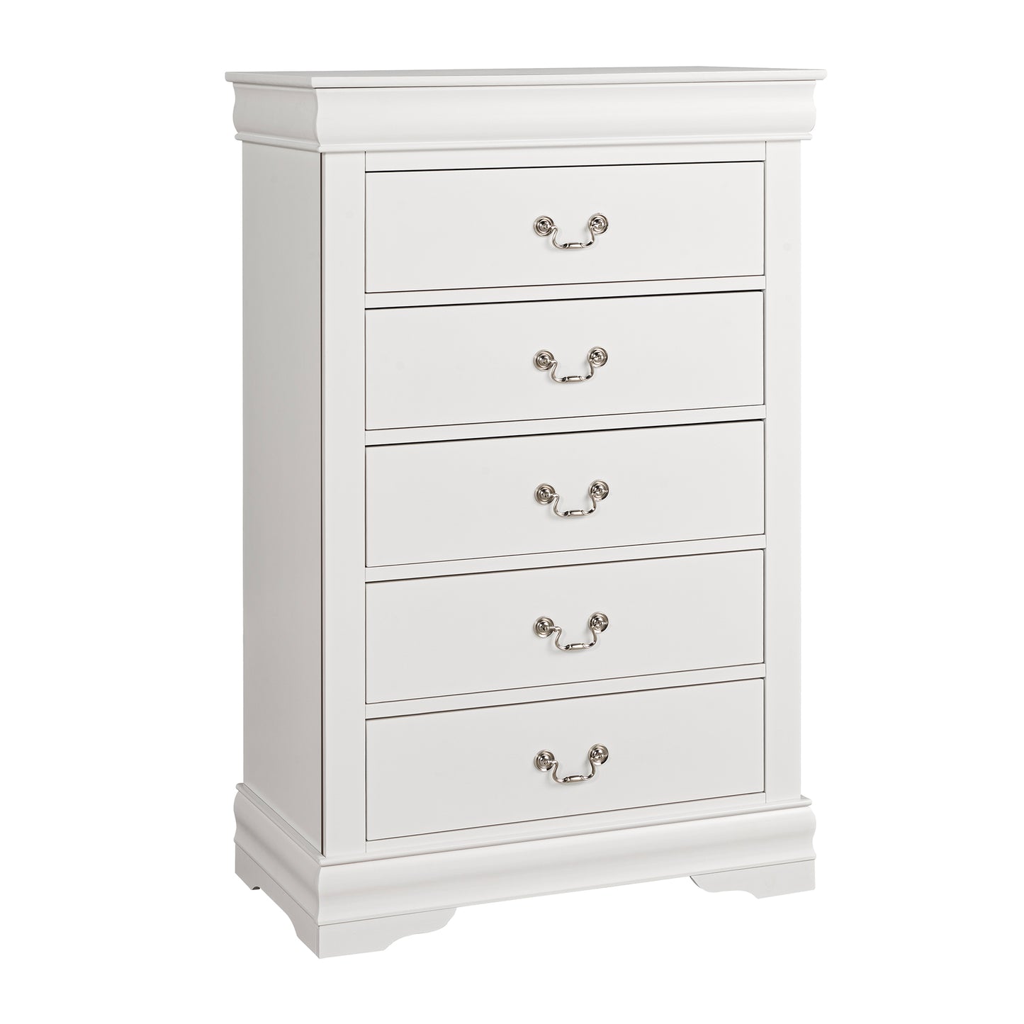31.5"W White Transitional Chest with Dovetail Drawers and Bracket Feet