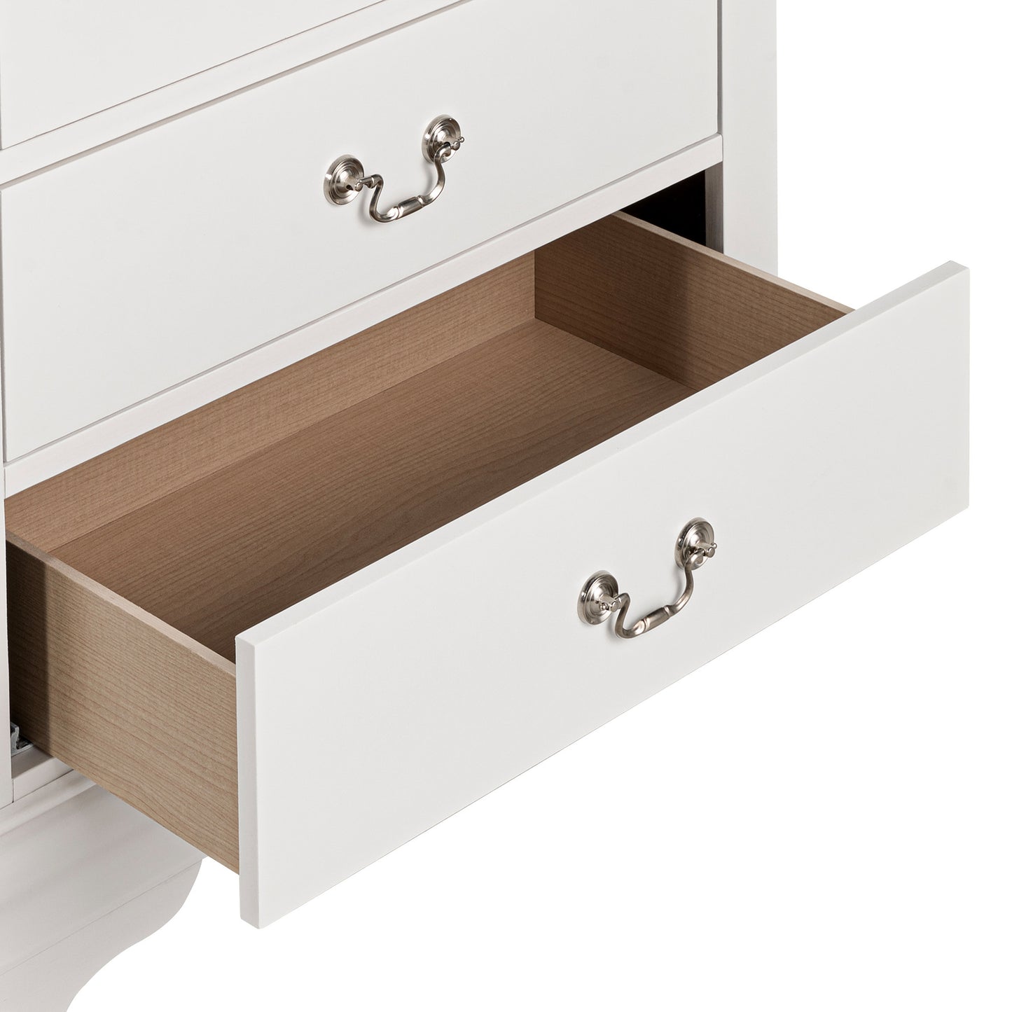 31.5"W White Transitional Chest with Dovetail Drawers and Bracket Feet