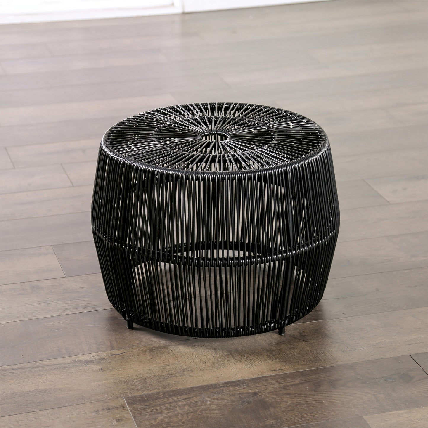 3-Piece Natural and Black Wicker Outdoor Conversation Set with Lounge Chairs and Table