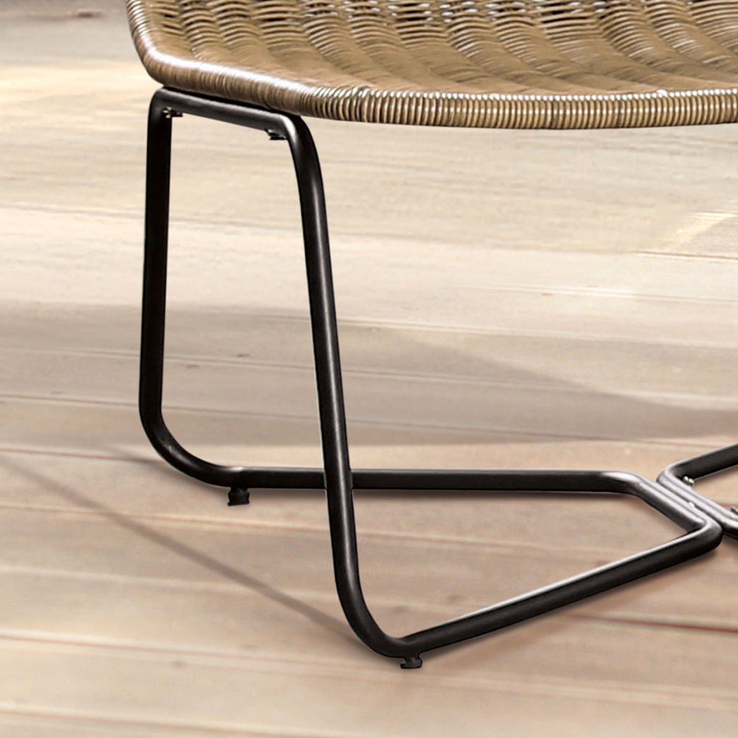 3-Piece Natural and Black Wicker Outdoor Conversation Set with Lounge Chairs and Table