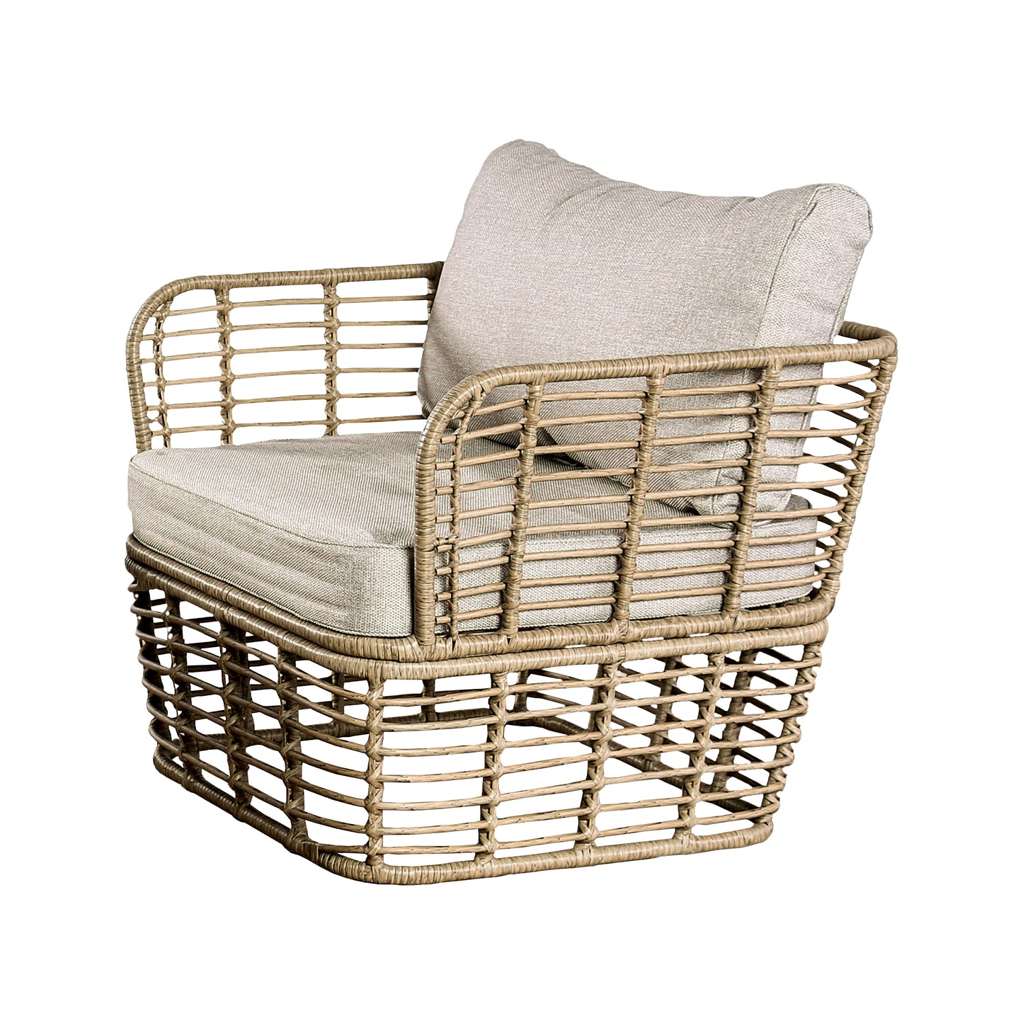 3-Piece Outdoor Conversation Set with Beige Cushions and 30" Coffee Table