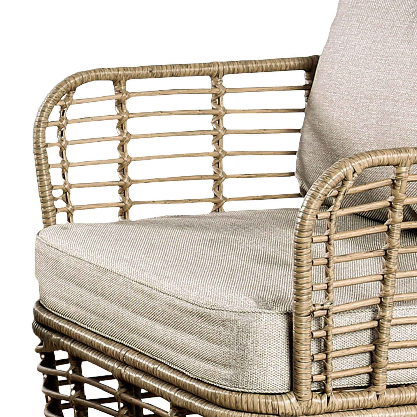 3-Piece Outdoor Conversation Set with Beige Cushions and 30" Coffee Table