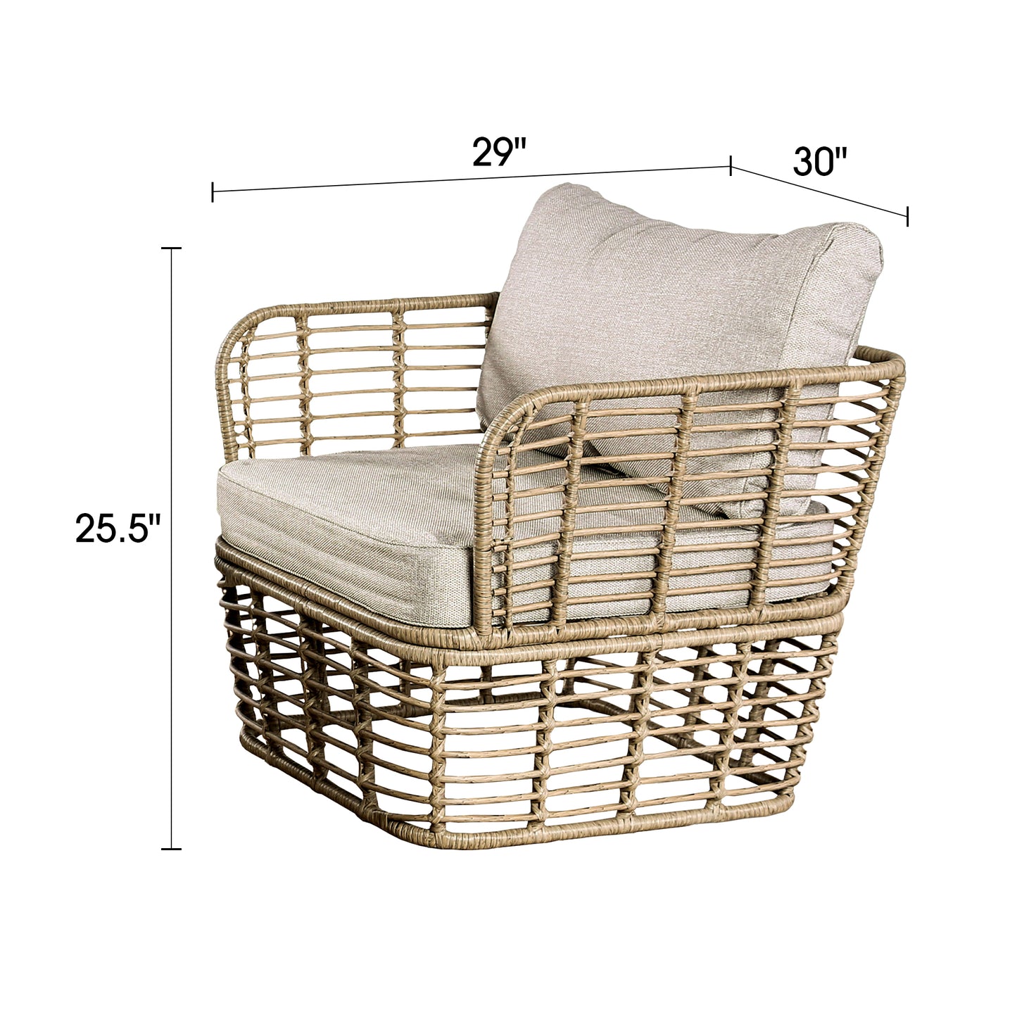 3-Piece Outdoor Conversation Set with Beige Cushions and 30" Coffee Table