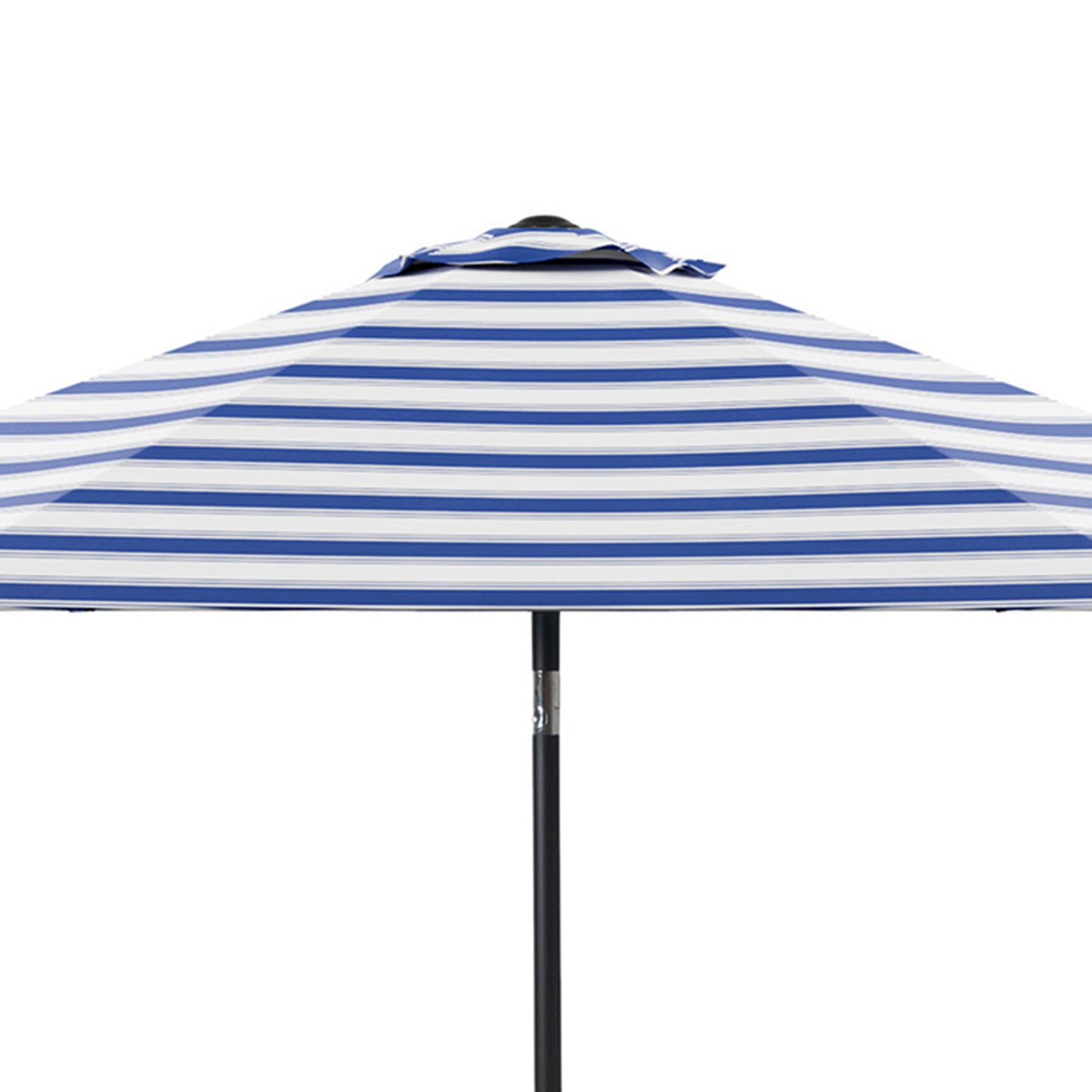 106" Blue and White Market Umbrella with Tilt-Adjustable Joint and Black Metal Frame