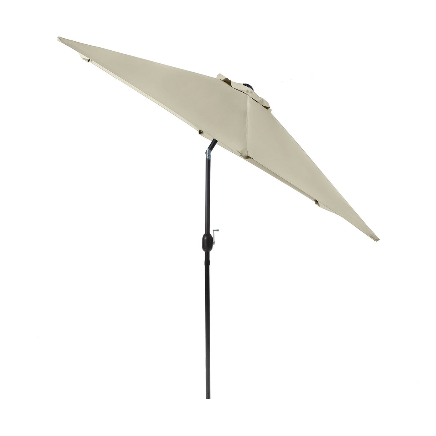 106" Round Tilting Umbrella in Canvas Stone with Black Steel Frame, UV50+ Protection