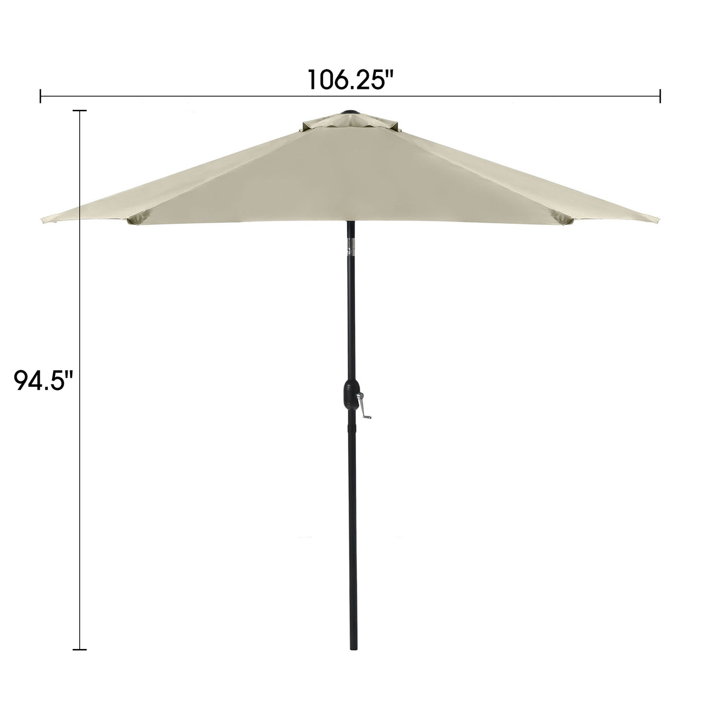 106" Round Tilting Umbrella in Canvas Stone with Black Steel Frame, UV50+ Protection