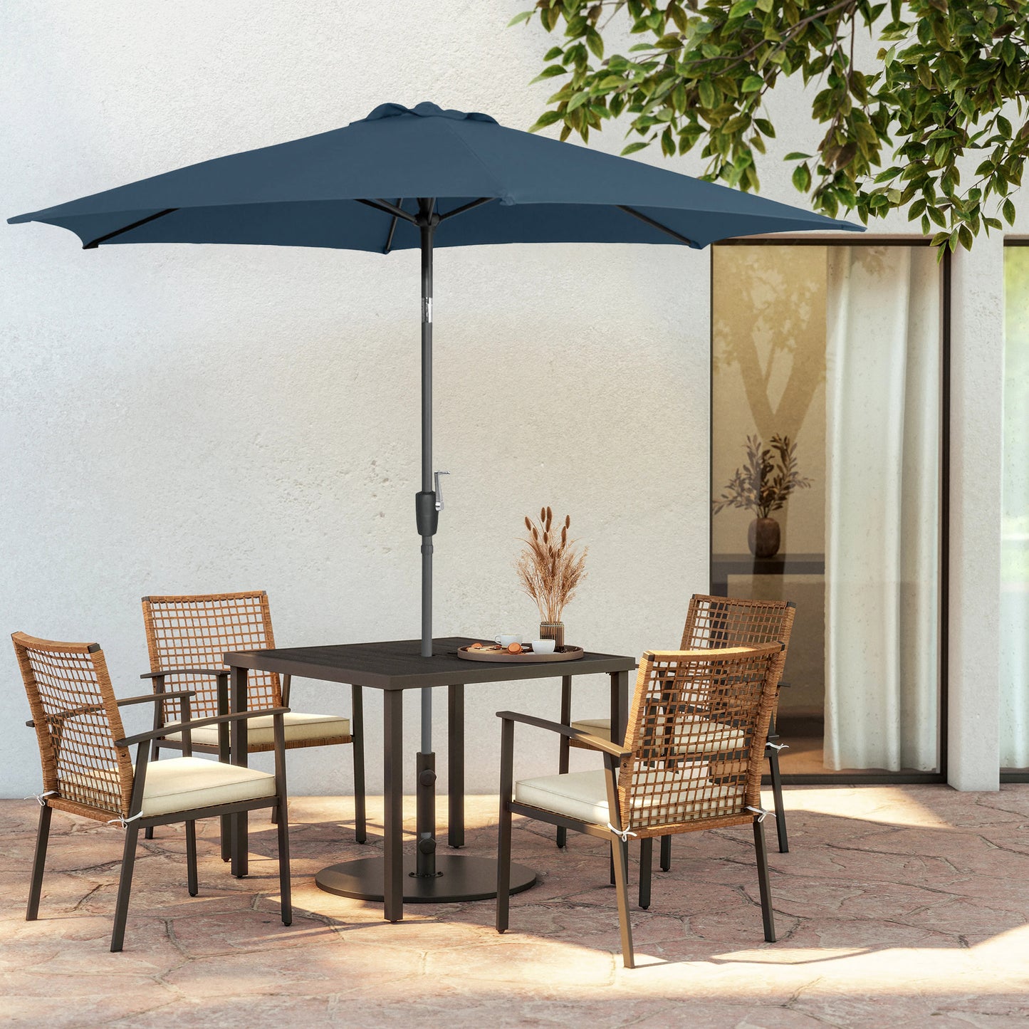 6" Modern Round Tilting Patio Umbrella – Dark Sapphire, UV 50+ Protection, Steel Frame