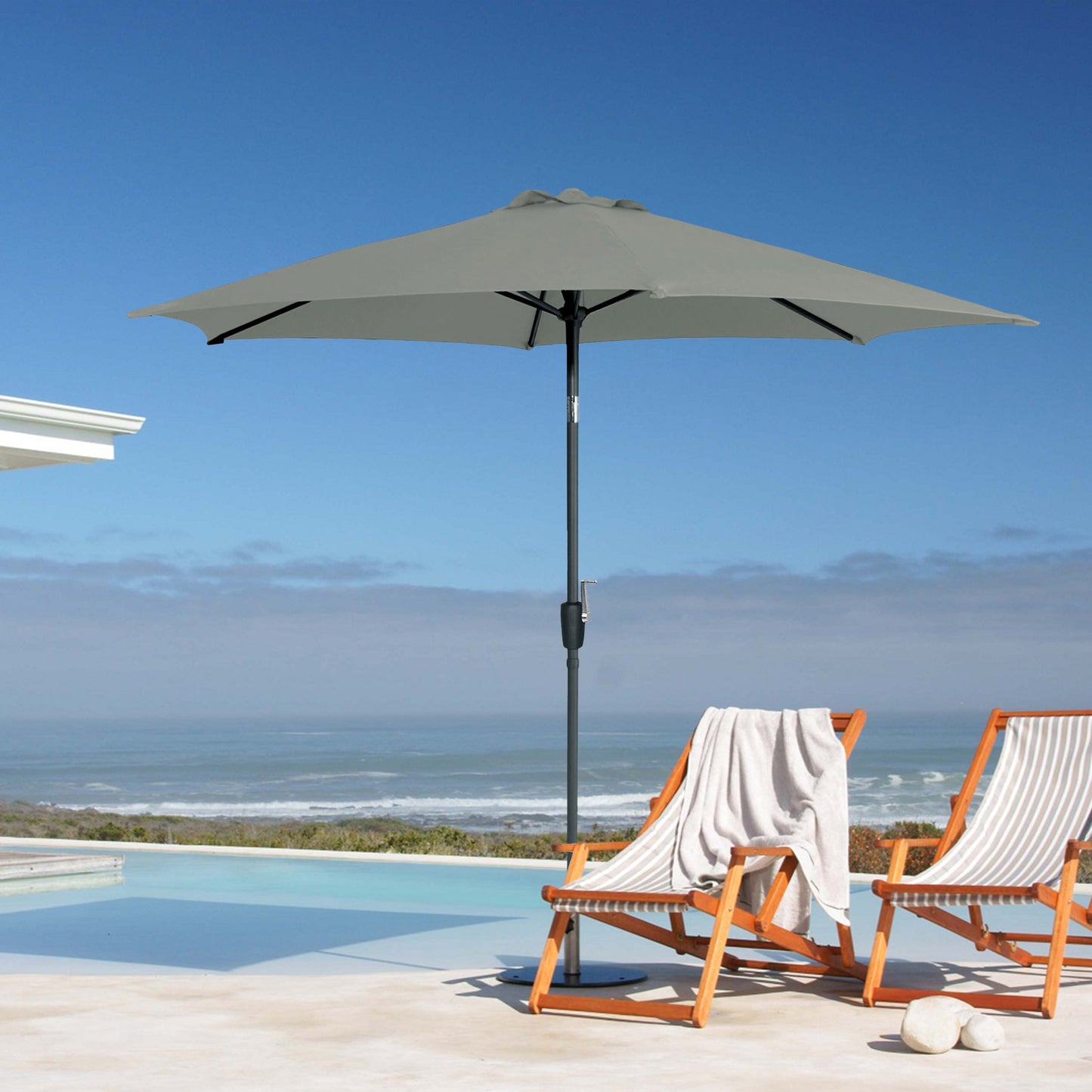 106" Modern Graphite Round Tilting Patio Umbrella with UV 50+ Protection