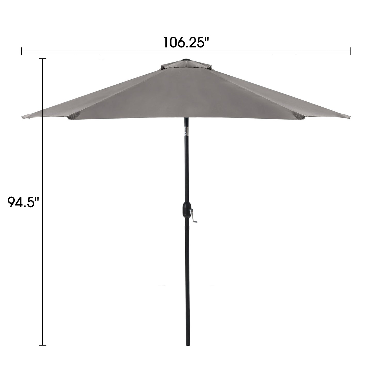106" Modern Graphite Round Tilting Patio Umbrella with UV 50+ Protection