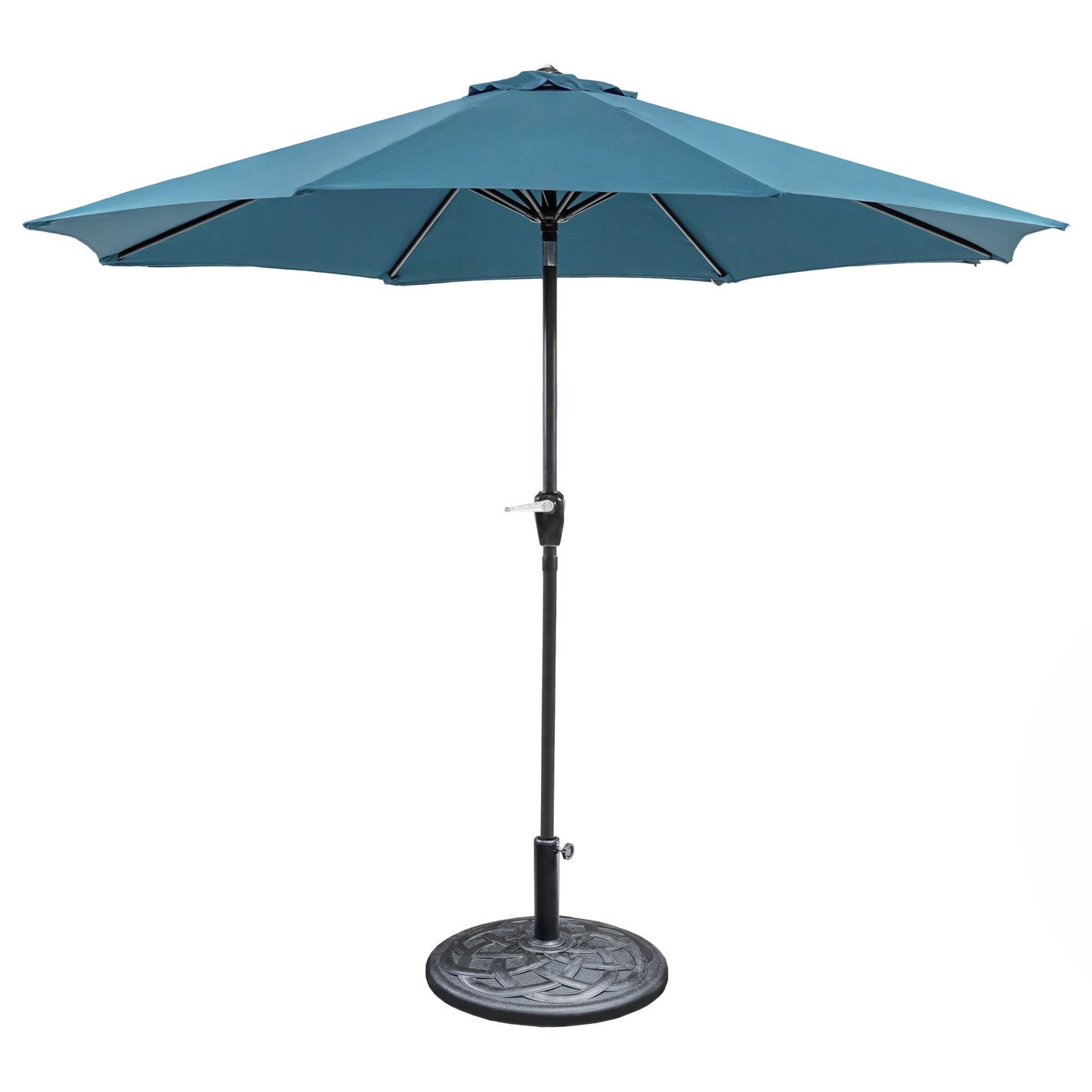 9' Blue Outdoor Patio Umbrella with Auto Tilt and 21" Round Base Included