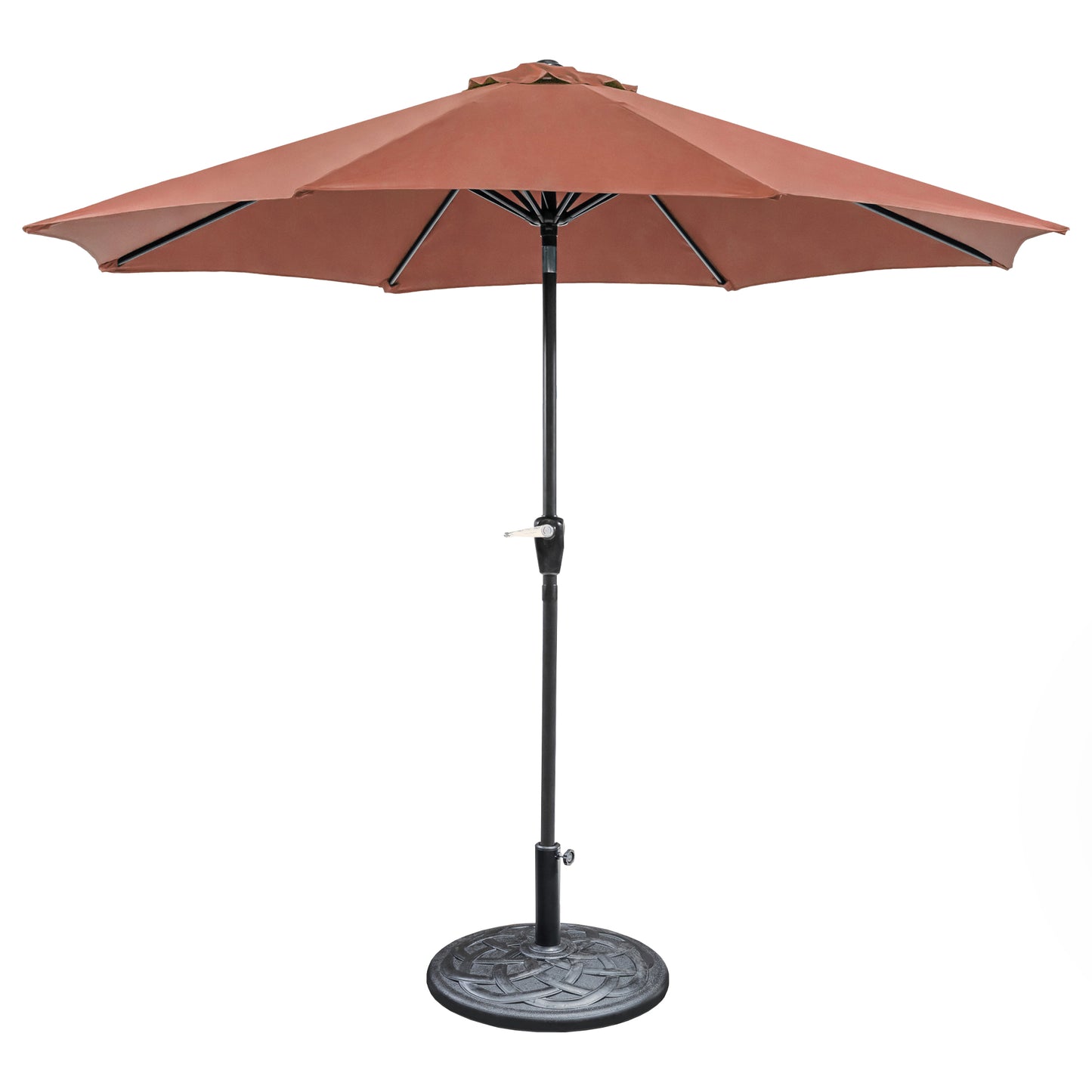 9' Burgundy Outdoor Umbrella with Auto Tilt and 21" Round Base Included