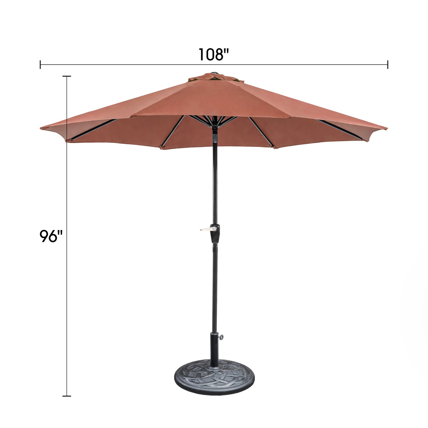 9' Burgundy Outdoor Umbrella with Auto Tilt and 21" Round Base Included