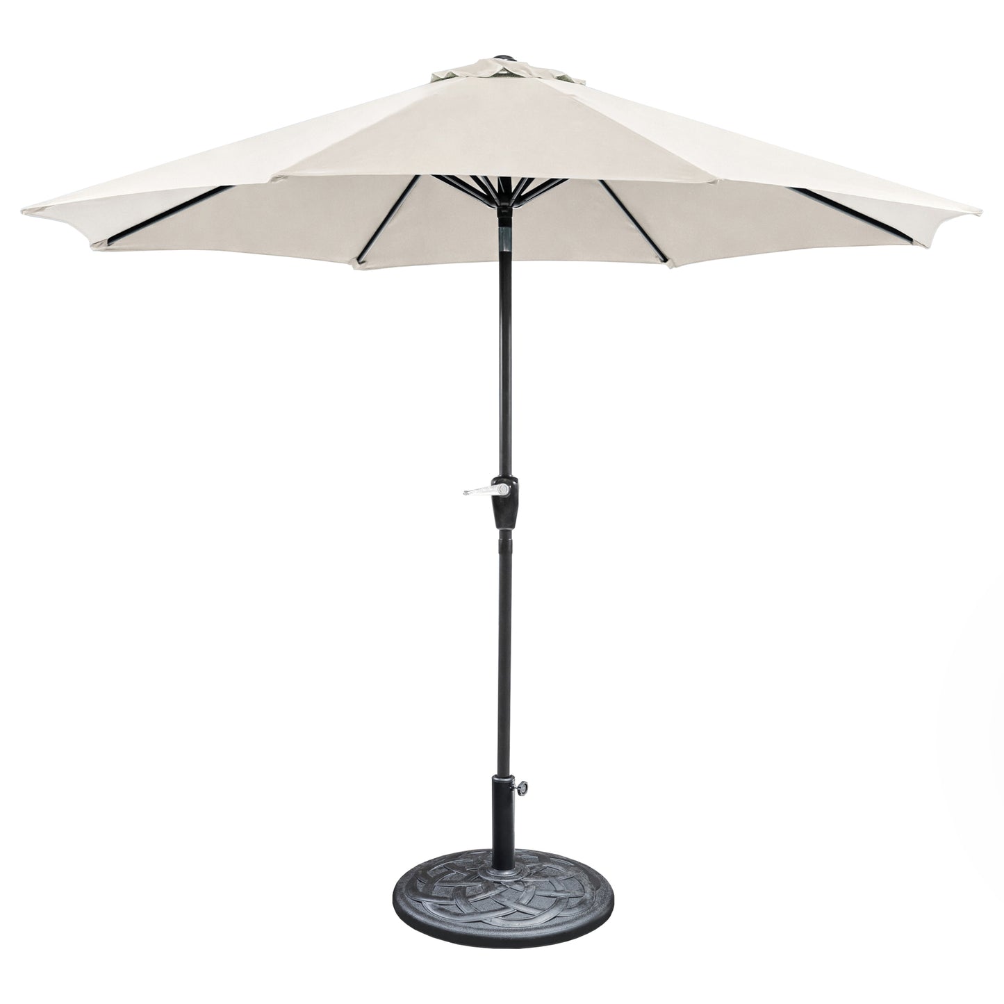 9' Beige Outdoor Umbrella with Auto Tilt and 21" Round Base Included