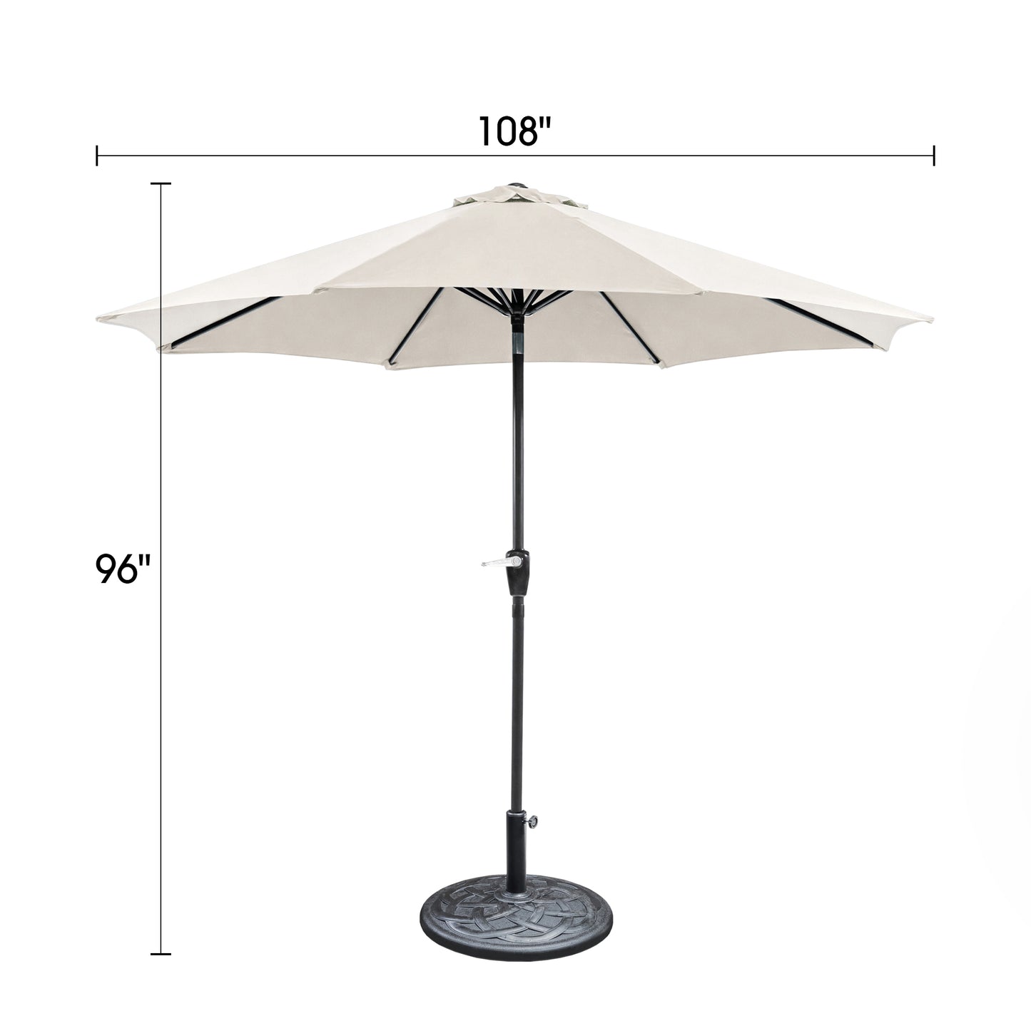 9' Beige Outdoor Umbrella with Auto Tilt and 21" Round Base Included