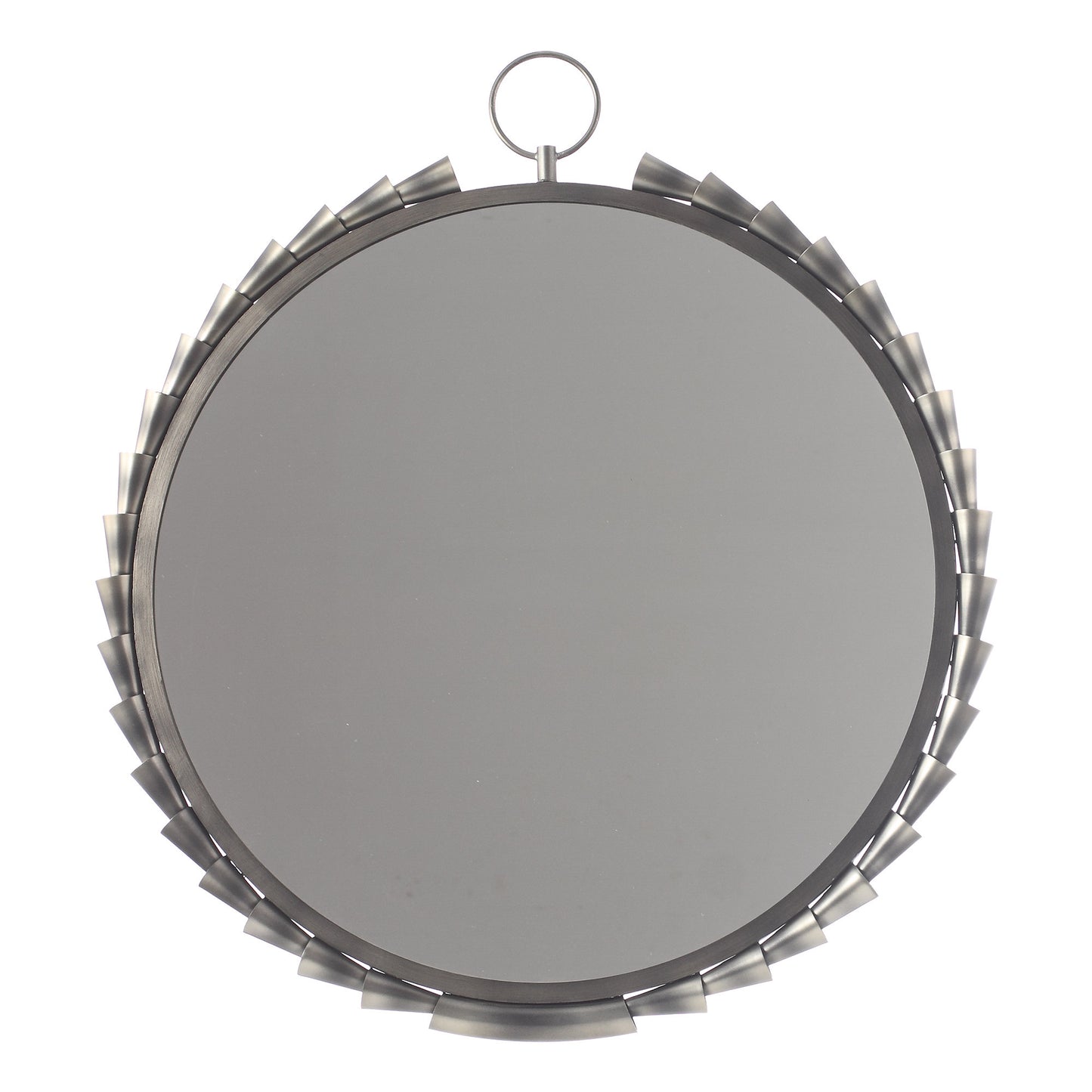 IHOMEADORE 33" W x 37" H Round Gray Metal Framed Wall Mirror, Vintage