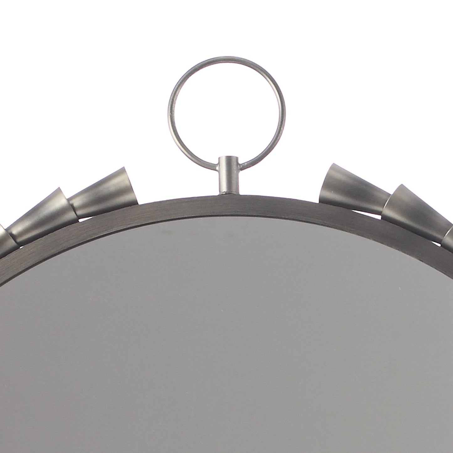 IHOMEADORE 33" W x 37" H Round Gray Metal Framed Wall Mirror, Vintage