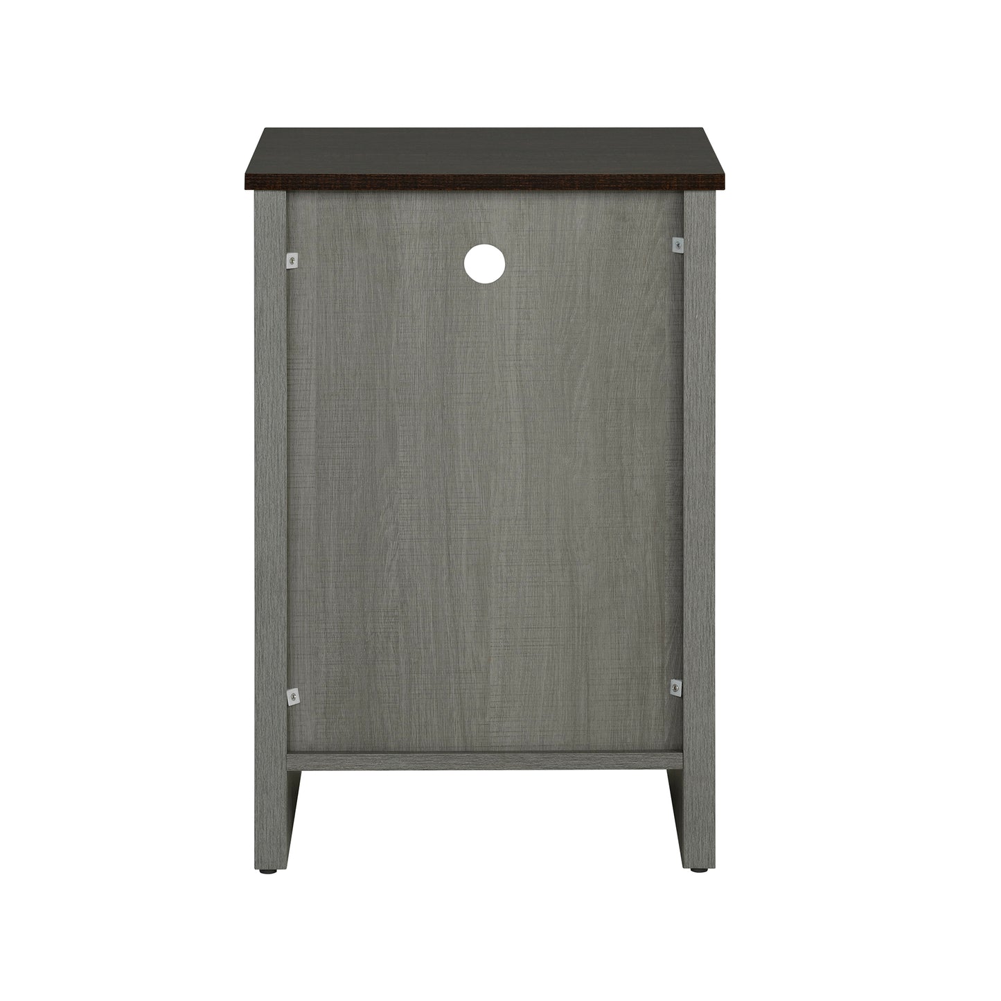 16" Rustic Farmhouse Gray Side Table with Two-Tone Design and Metal Accents