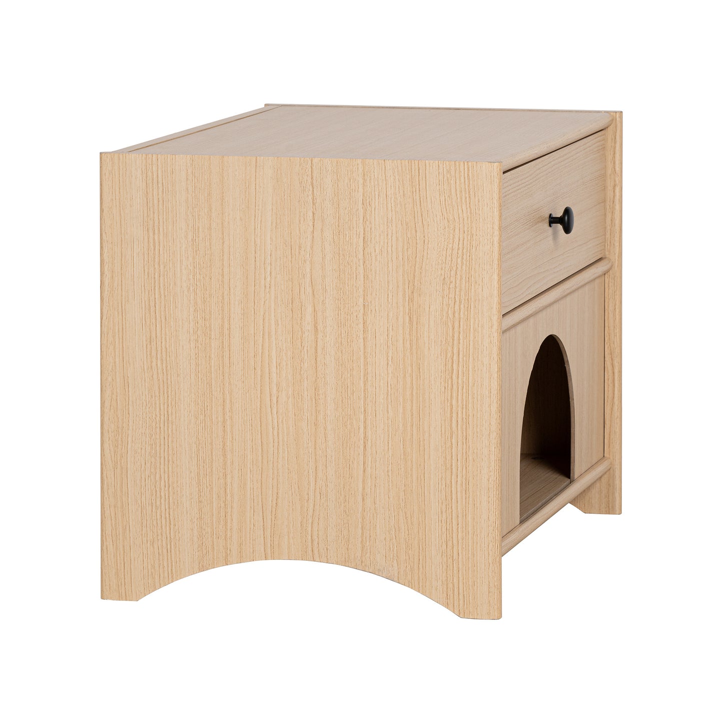 22" Mid-Century Modern Natural Wood Side Table with Pet-Friendly Design