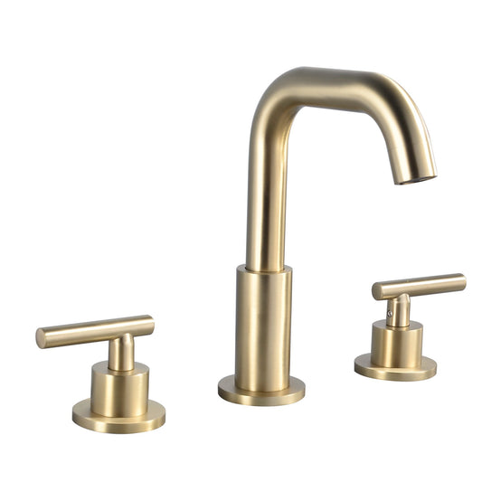 Brushed Gold Double Handle 360 Swivel Bathroom Sink Faucet with Accessrise