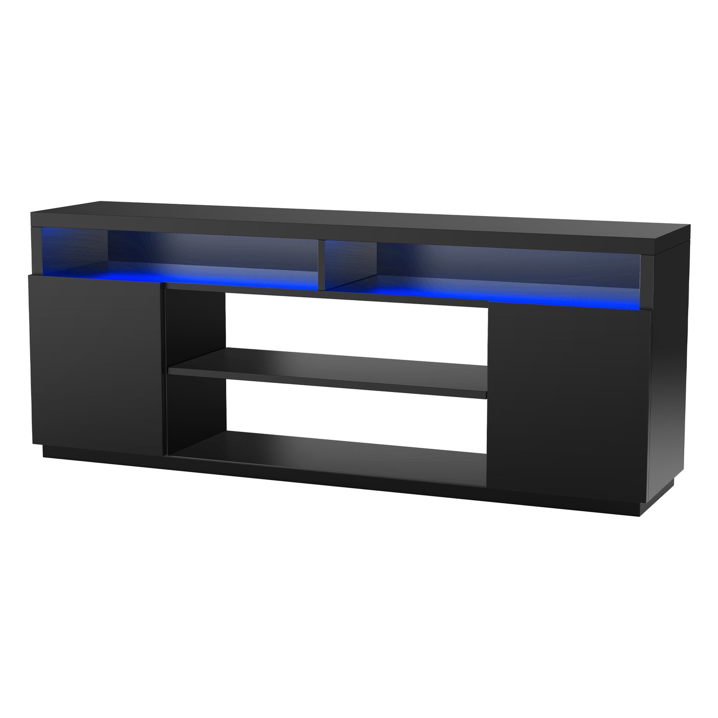 IHOMEADORE 68" Black 4-Shelves LED Storage TV Stand for TVs up to 75", Modern