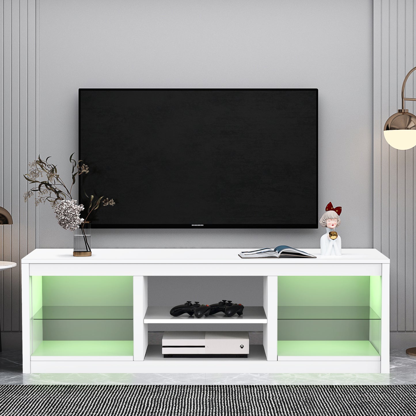 IHOMEADORE 66'' W White Storage TV Stand for TVs up to 75", Modern