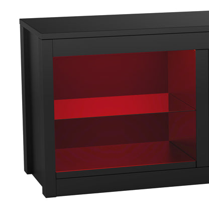 IHOMEADORE 66" Black LED TV Stand with 23" Insert Electric Fireplace for TVs up to 75", Modern