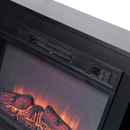 IHOMEADORE 66" Black LED TV Stand with 23" Insert Electric Fireplace for TVs up to 75", Modern