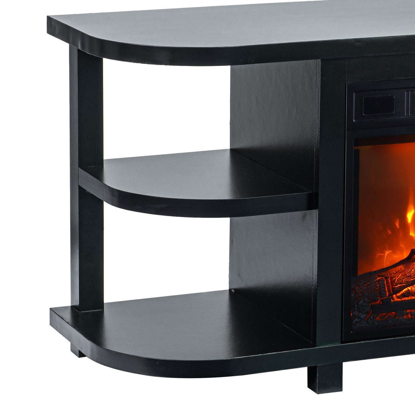 IHOMEADORE 48" Black Shelves TV Stands Console Table with 18" Electric Fireplace, Modern