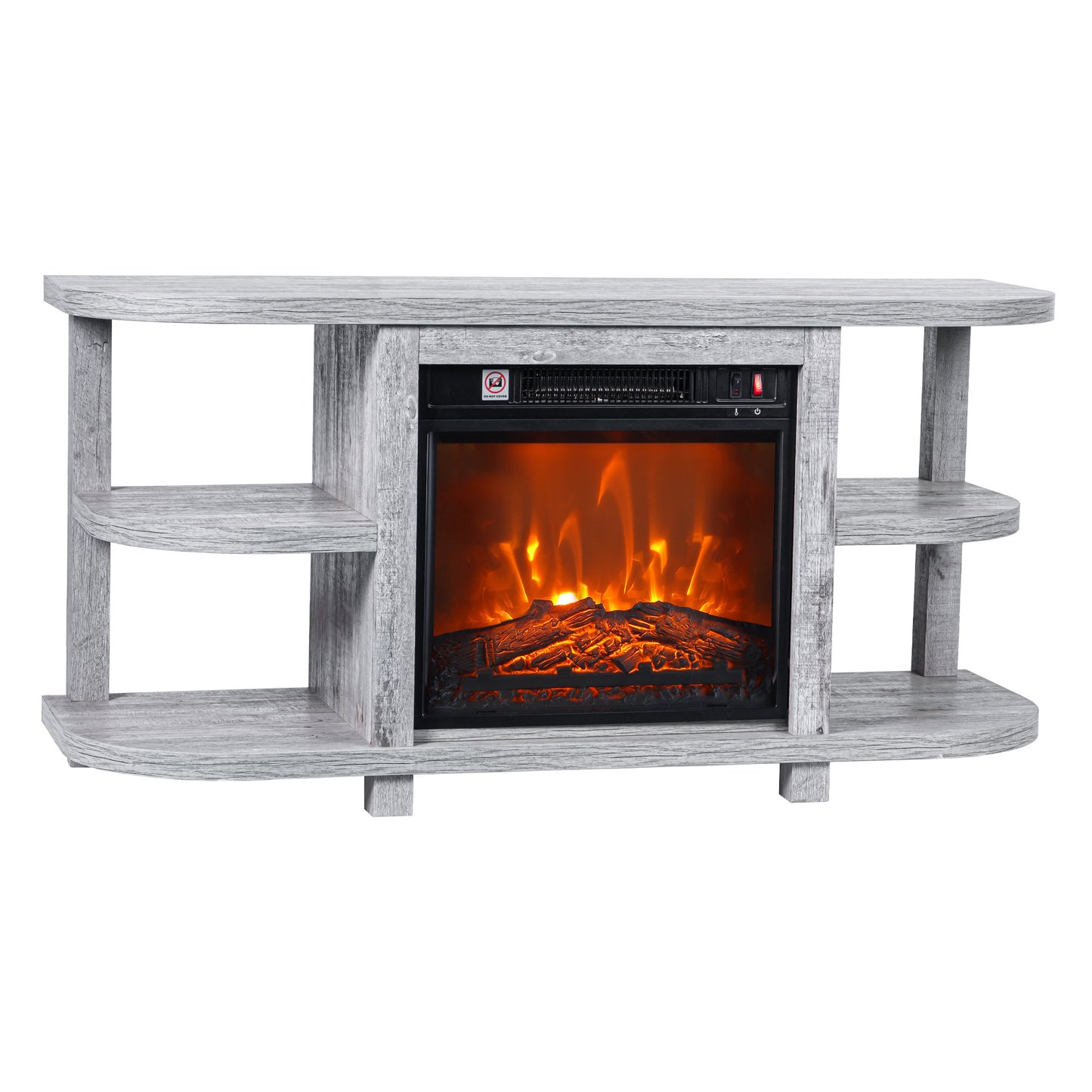 IHOMEADORE 48" White TV Stand with 18" Insert Electric Fireplace for TVs up to 55", Farmhouse