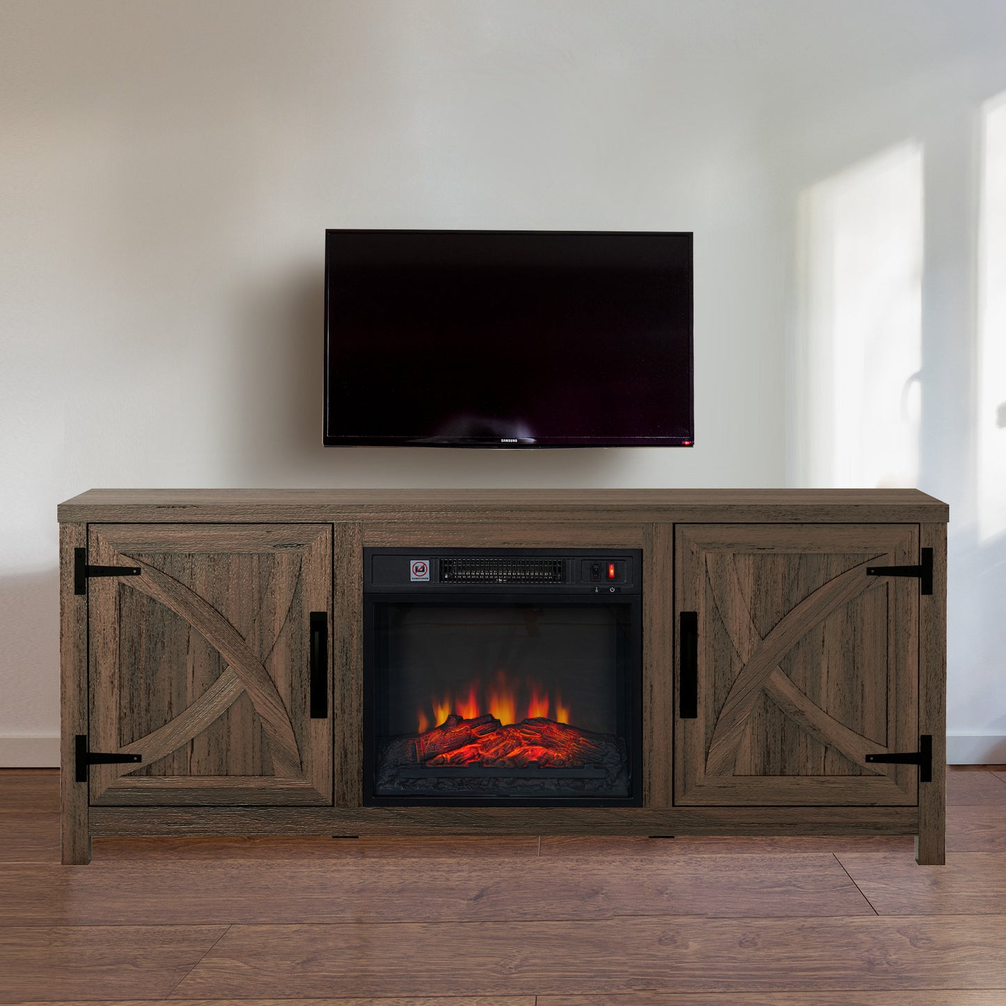 IHOMEADORE 58-inch Electric Fireplace TV Stands Console Table with Electric Fireplace, Farmhouse