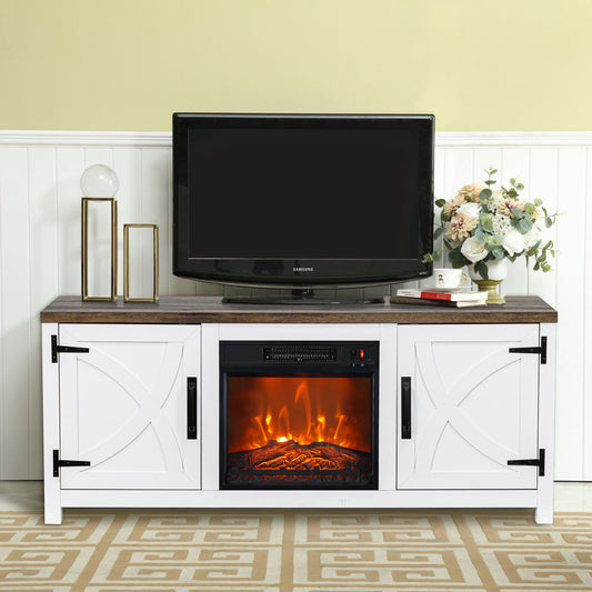 IHOMEADORE 58-inch Electric Fireplace TV Stands Console Table with 18" Electric Fireplace, Farmhouse