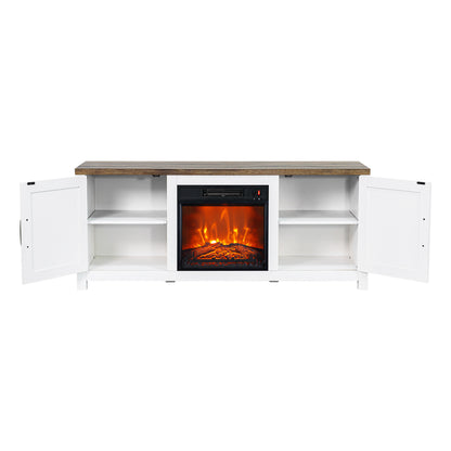 IHOMEADORE 58-inch Electric Fireplace TV Stands Console Table with 18" Electric Fireplace, Farmhouse
