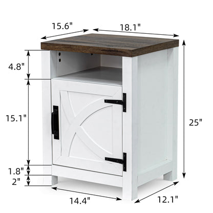 IHOMEADORE Nightstand with a Cabinet and Open Compartment, Farmhouse