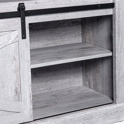 IHOMEADORE 68" Grey Sliding Barn Door TV Stand with Storage Open Compartment for TVs up to 75", Farmhouse