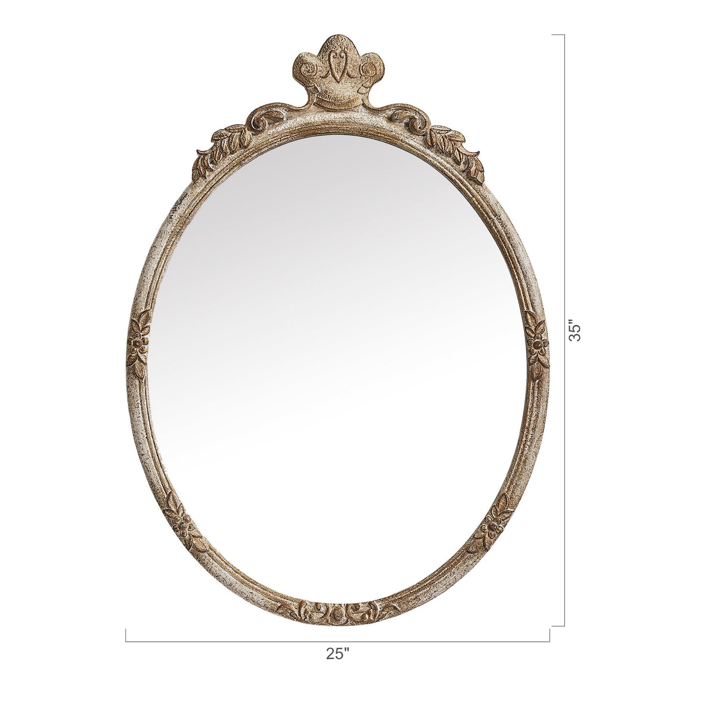 IHOMEADORE 25" W x 35" H Oval Framed Wall Bathroom Vanity Mirror, Vintage