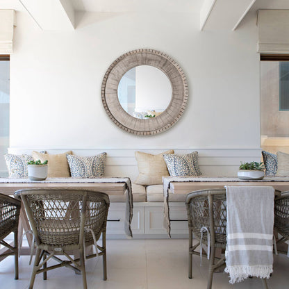 IHOMEADORE 35" Round Framed Wall Bathroom Vanity Mirror, Farmhouse