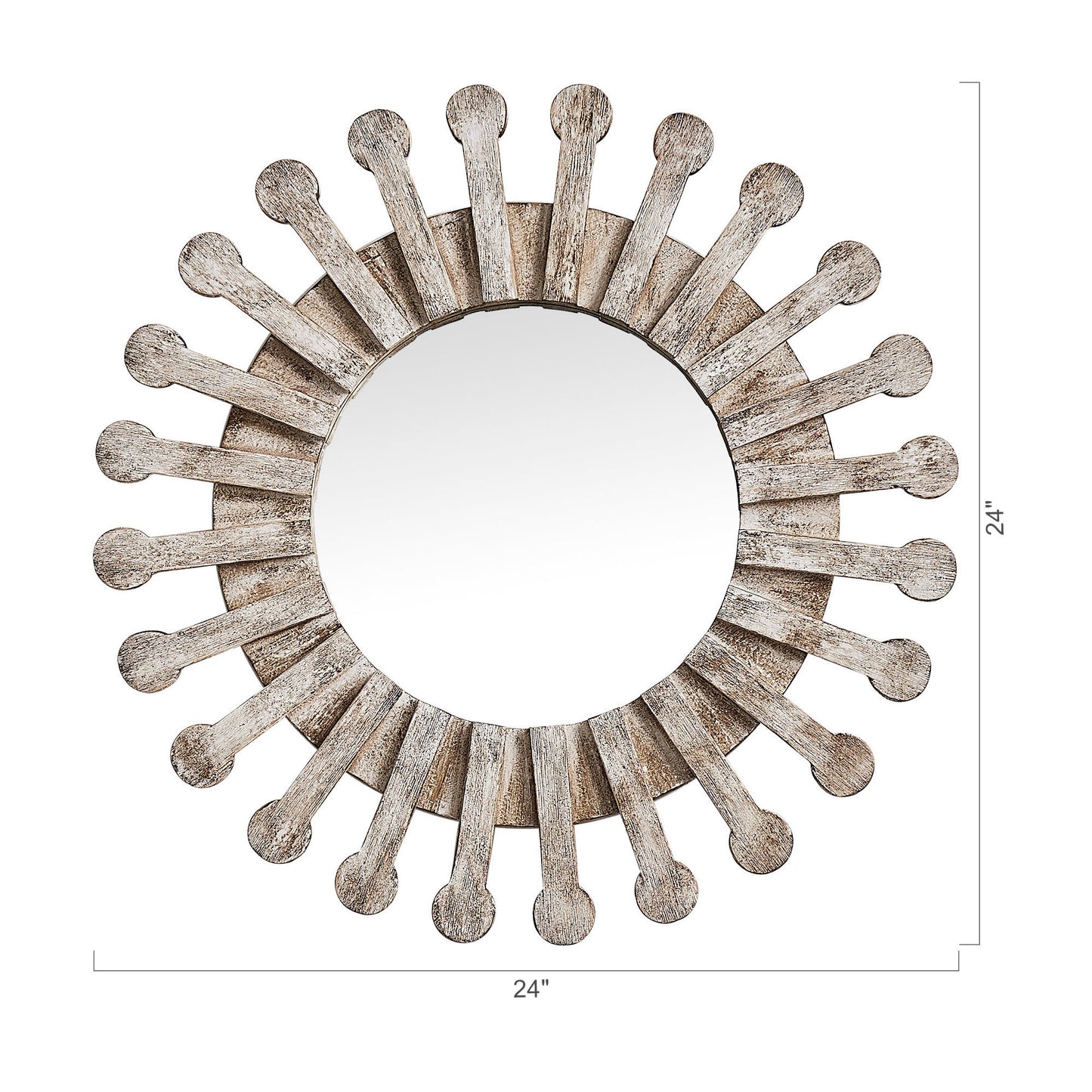 IHOMEADORE Traditional Round Wood Mirror Antiqued Casual Wall Decoration