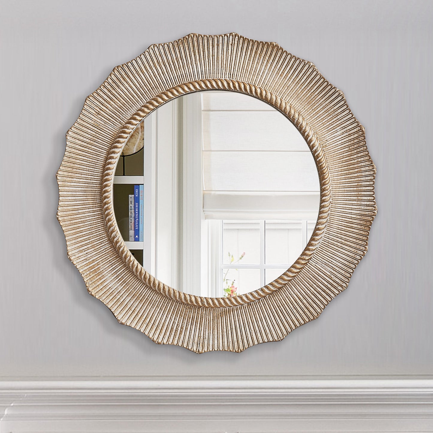 IHOMEADORE 30" Round Framed Wall Bathroom Vanity Mirror, Farmhouse