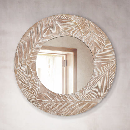 IHOMEADORE 28" Round Framed Wall Bathroom Vanity Mirror, Rustic
