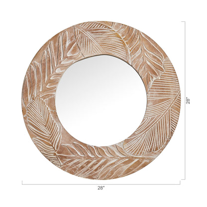 IHOMEADORE 28" Round Framed Wall Bathroom Vanity Mirror, Rustic
