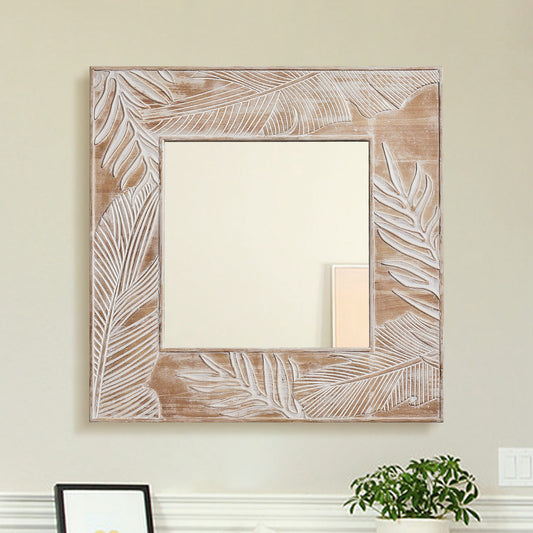 IHOMEADORE 32" Square Framed Wall Bathroom Vanity Mirror, Farmhouse