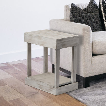 IHOMEADORE Rustic Wood Square Side Table with Shelf