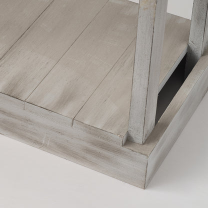 IHOMEADORE Rustic Wood Square Side Table with Shelf