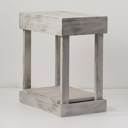 IHOMEADORE Rustic Wood Square Side Table with Shelf